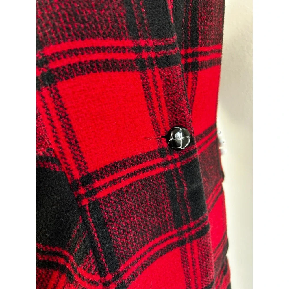 Hayden Girls Los Angeles Buffalo Plaid Jacket Pocket Button Red Size 13/14 EUC